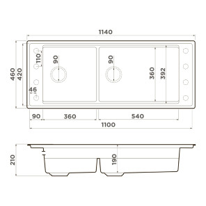 Omoikiri Sintesi Pro 114-2-U/I-WH