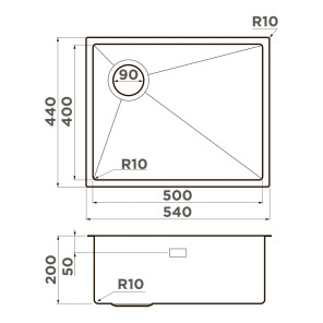 Omoikiri TAKI 54-U/IF-L Side SF-GB