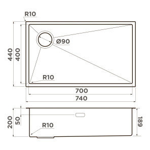 Omoikiri Taki 74-U/IF-L Side-IN