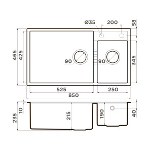 Omoikiri Tedori 85-2-U-WH