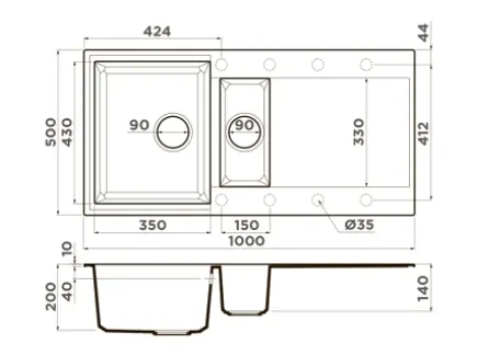 Мойка Omoikiri Sakaime 100-2-BL — фото 2