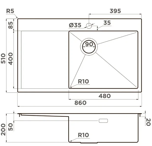 Мойка Omoikiri Akisame 86-Side-IN-R — фото 2