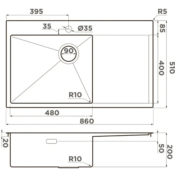 Мойка Omoikiri Akisame 86-Side-LG-L — фото 2