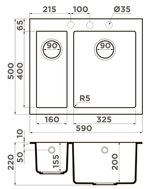 Мойка Omoikiri Bosen 59-2A-WH — фото 2