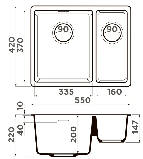Мойка Omoikiri Kata 55-2-U-ES — фото 2